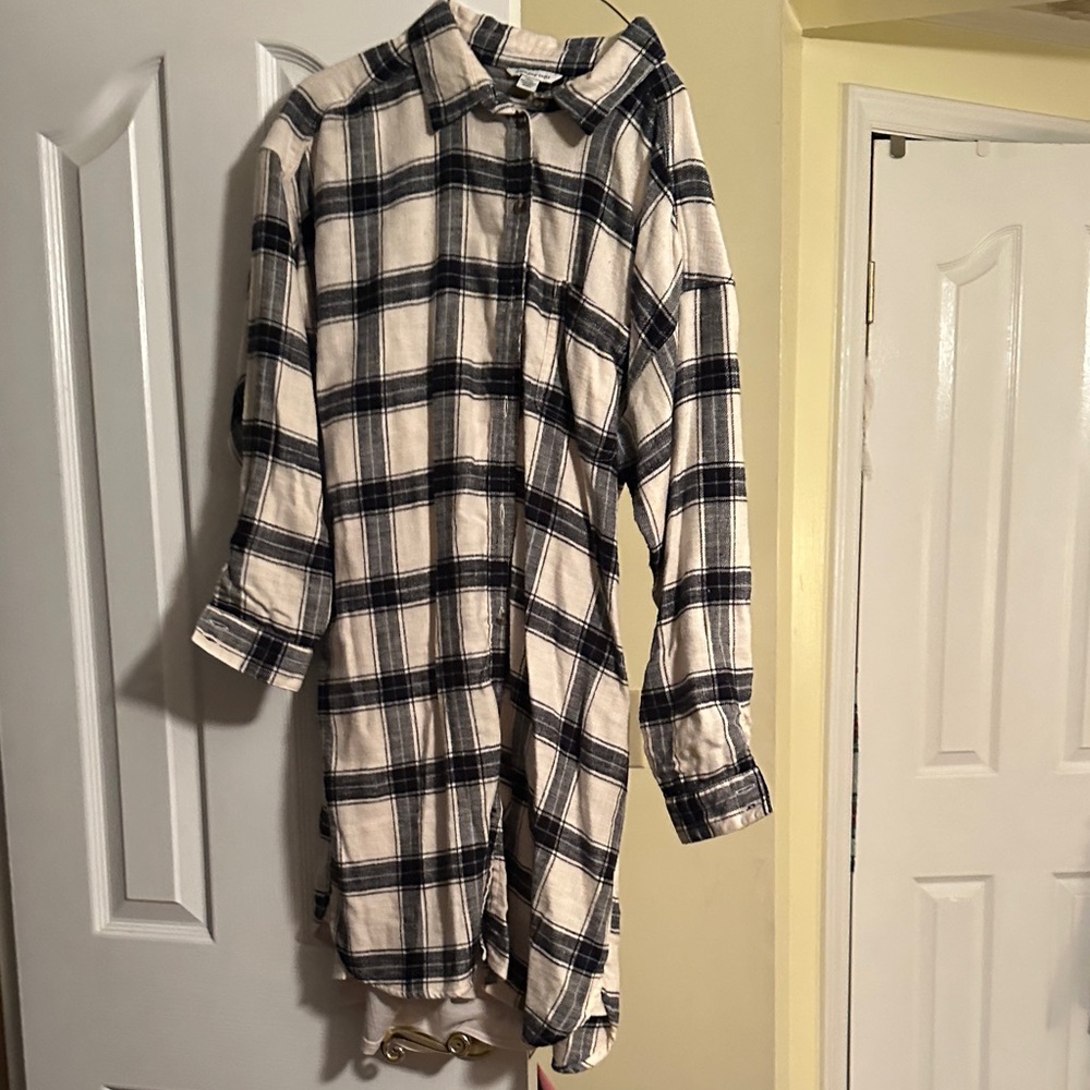 American Eagle Outfitters Black and White Plaid Shirt Dress
